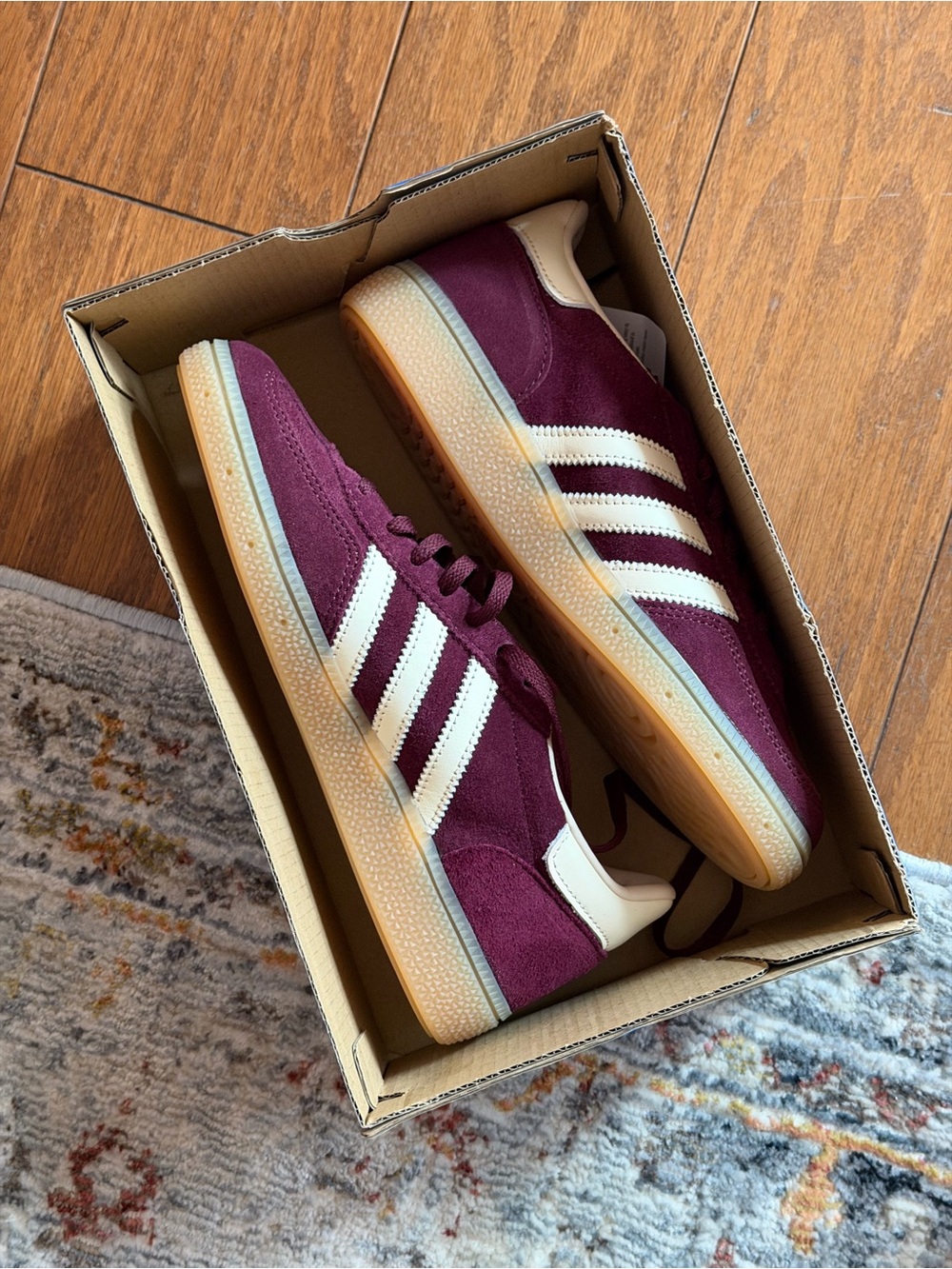 Adidas Spezial Suede Sneakers - Burgundy with White Stripes, US W 6.5, 23.5 cm